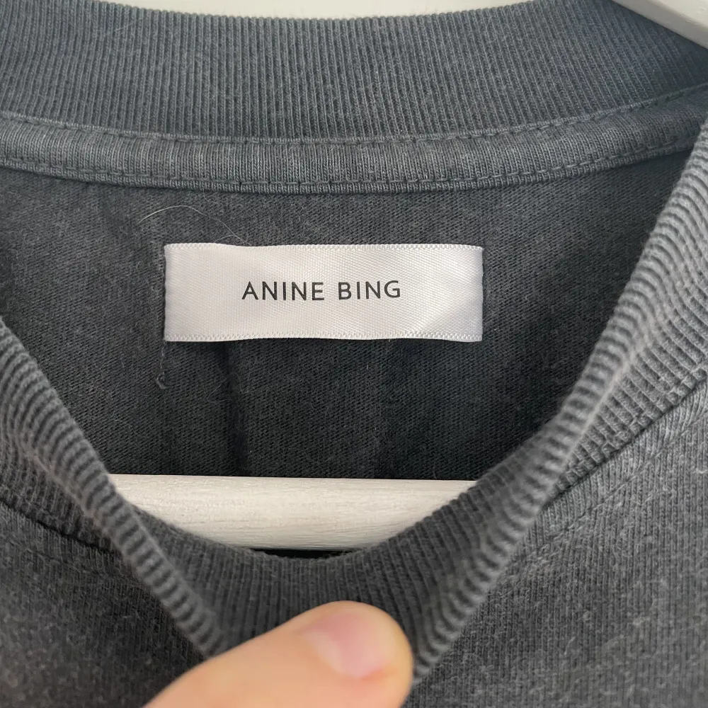 Anine Bing t-shirt i lite ”tvättad” mörkgrå färg. Strl S, sparsamt använd och i fint skick.. T-shirts.