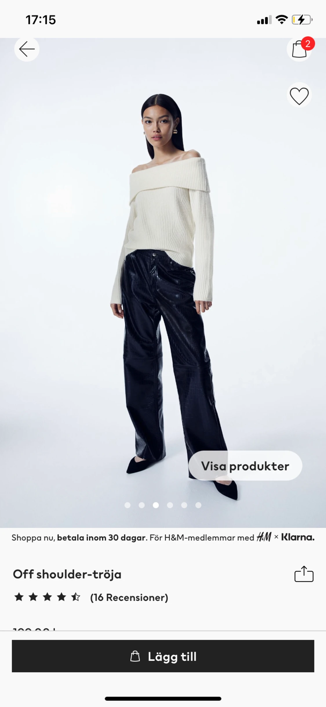 Off shoulder stickat tröja - 90