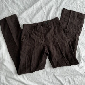 Linnebyxor - Bruna lågmidjade vintage linnebyxor