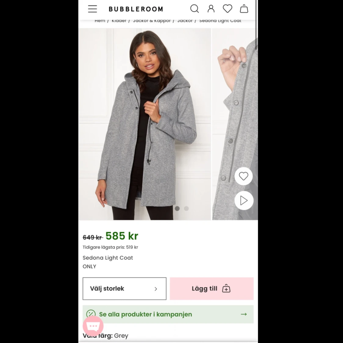 Only - kappa med luva - 90