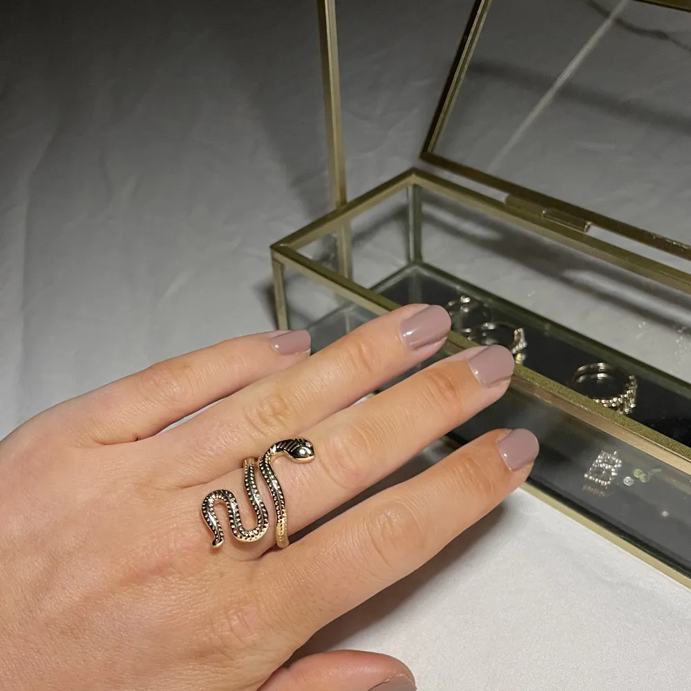 Säljer denna svincoola orm ringen som jag älskar men tyvärr inte får användning av längre🌟 Säljer mycket smycken nu då jag har för mycket och rensar, så bara att skriva vid frågor eller behov av fler bilder🤍✨🌟Paketpris vid köp av flera smycken/plagg.. Accessoarer.