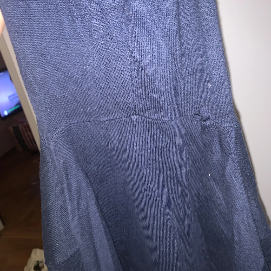 Tunn merinoull hoodie, mörkblå - 91