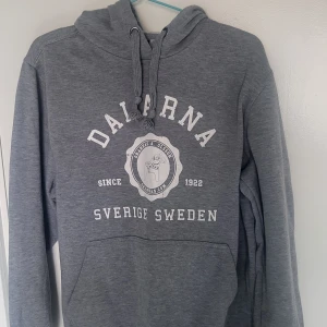 Grå hoodie - Grå hoodie med Dalarna tryck. Bra skick, normal sto3