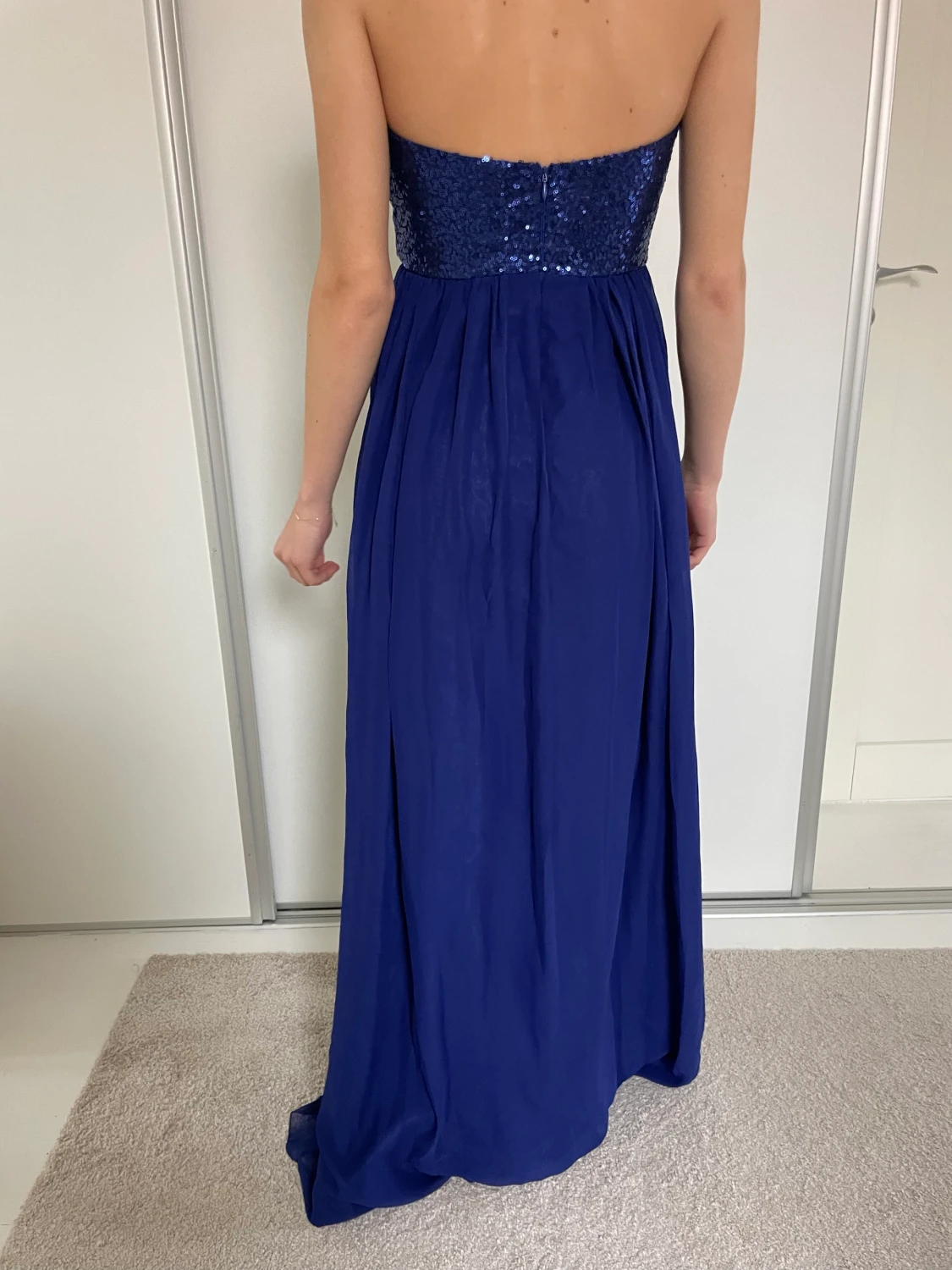 Blå balklänning paljett  - 90