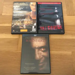 3 stycken filmer. G.I.JANE, Hannibal och the grudge. 40 kr/st