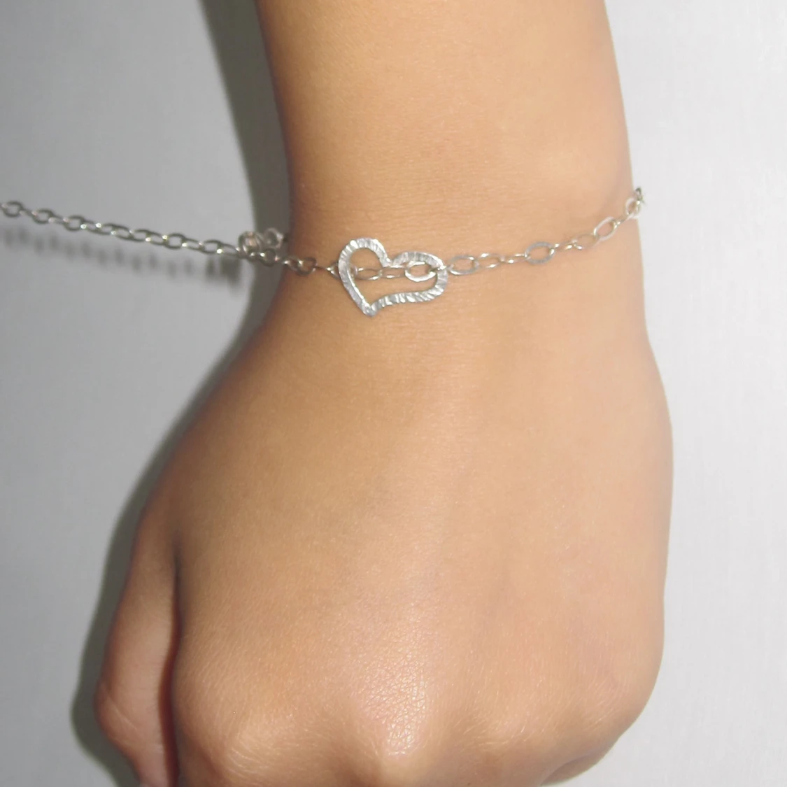 Heart Shaped Silver Braclet  - 90