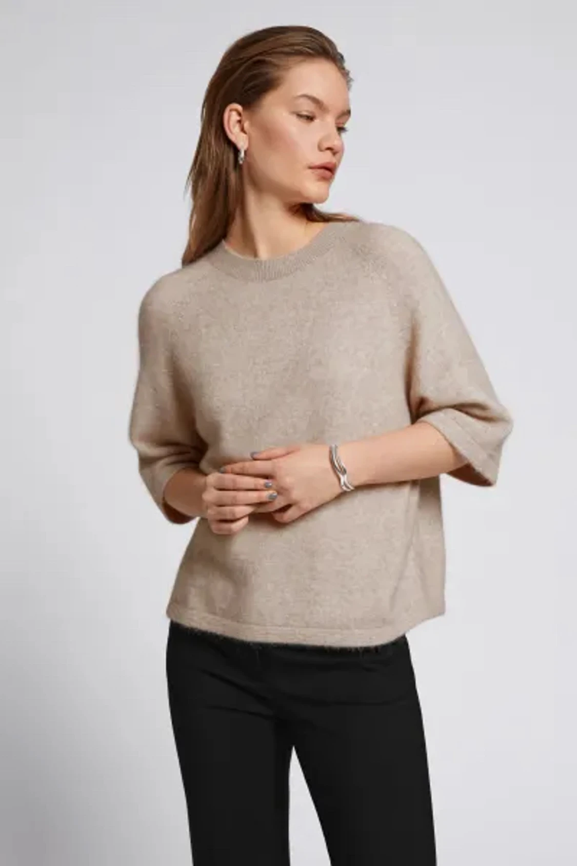 Boxy alpaca knit T-shirt