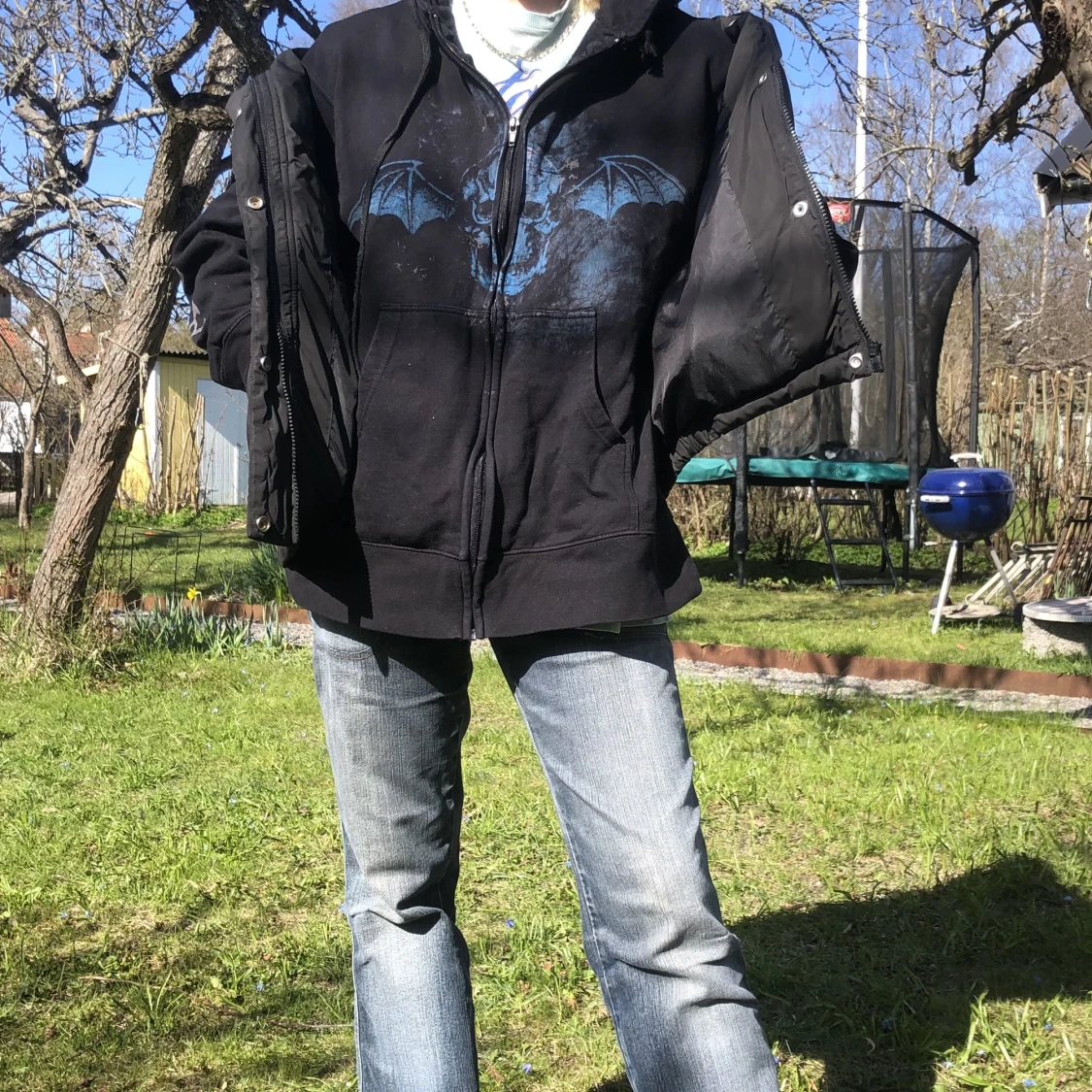 Vintage zipup hoodie med print - 91