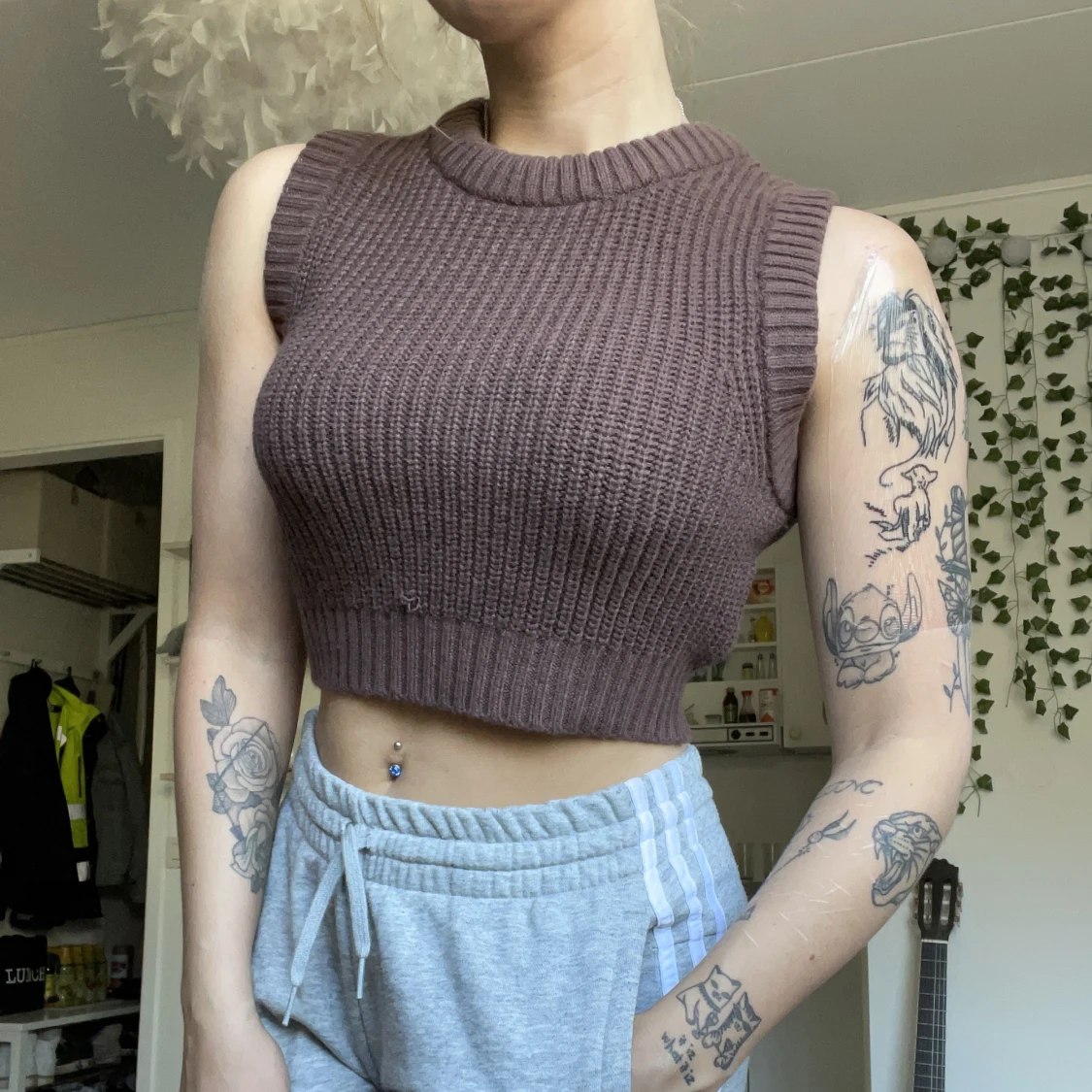 Brunt stickat linne - 90