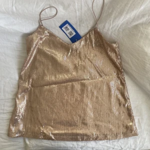 Guld glitter festtopp - Fest topp med glitter/paljetter. Köpte på sellpy men var för stor så aldrig använd. Står storlek S men skulle säga minst M. Köps via Swish eller köp nu 💋