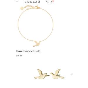 Guldiga dove örhängen och armband från Edblad. Använt några gånger    Båda 350 kr  Örhängen 150 kr  Armband 200 kr  Originalpris 500 kr
