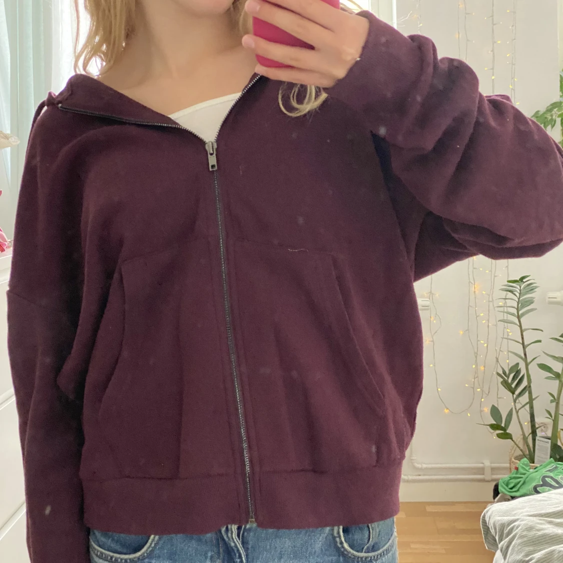 Vinröd zipup tröja - 91