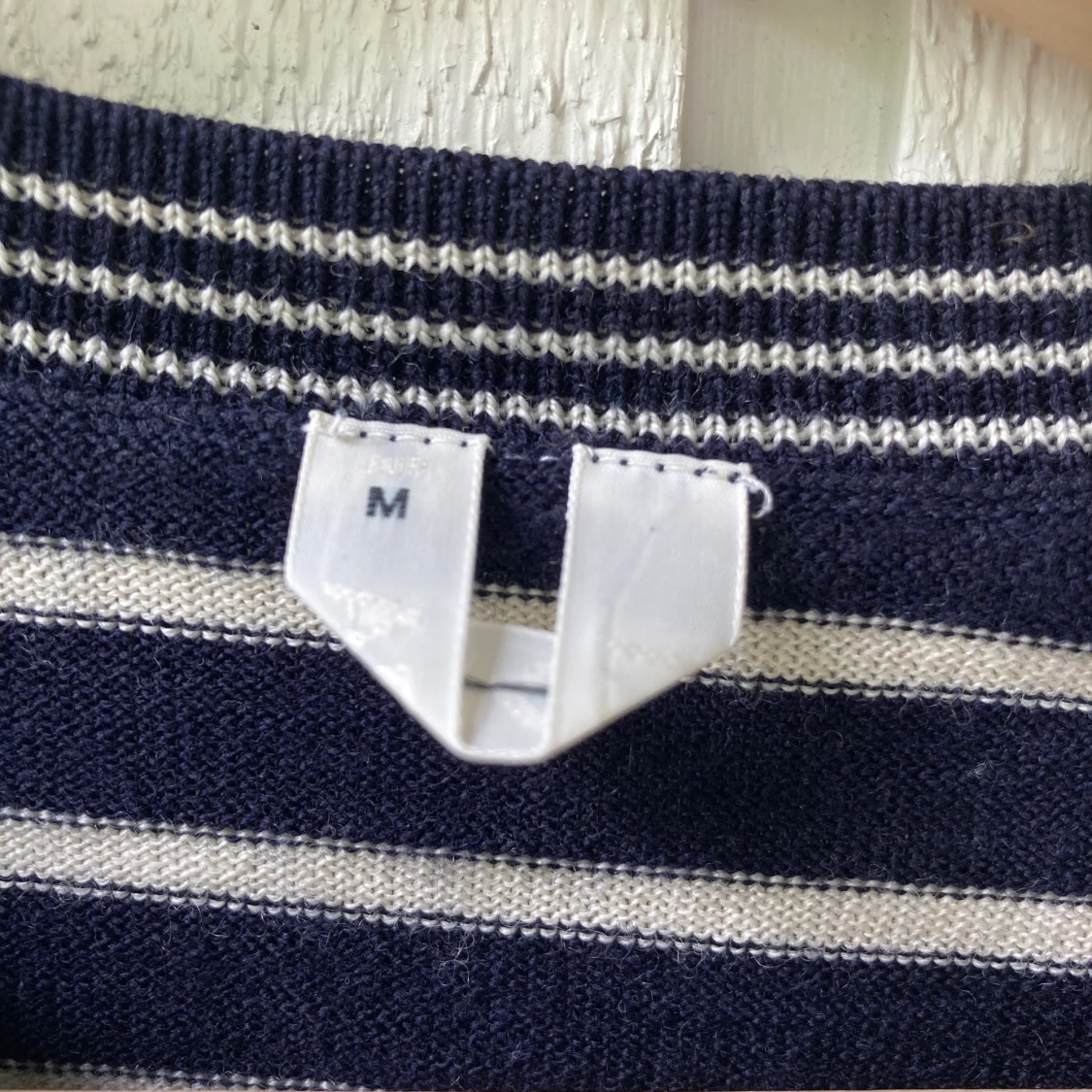 Randig ylletröja, marino-ull.  - 91