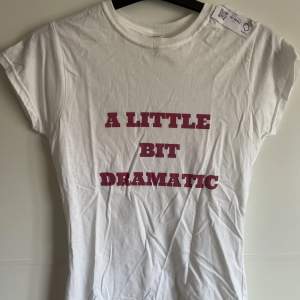 Säljer denna oanvända t-shirt med text ”A little bit dramatic” från filmen Mean Girls. Tröjan är lite tajtare i modell vilket gör den ännu mer lik från filmen. Pris kan diskuteras
