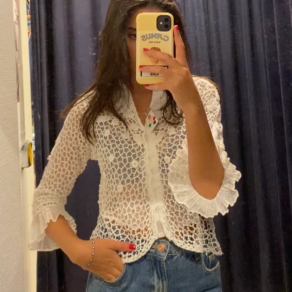 Vit vintage spetstopp