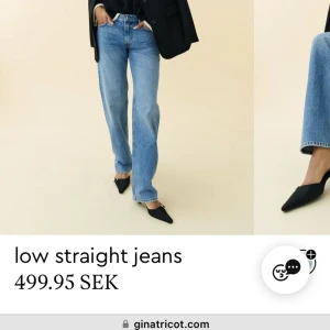Mid Rise Straight Leg Jeans från Gina Tricot  - Säljer nu mina jeans från Gina Tricot i strl 34, då dem börjar bli för små. Köptes för 500 kr, från hemsidan i december förra året, men säljer för 200 kr. Finns små defekter där bak, därav priset. Kontakta vid frågor eller fler bilder.