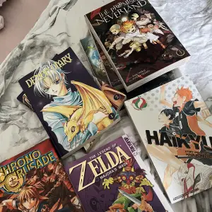 Mycket manga säljes, köp allt för 500 eller styckpris. Neverland vol 1.2,3- 250 Haikyuu- 90 Zelda- 50 Demon 1,2- 70 Chrono 1,2- 90