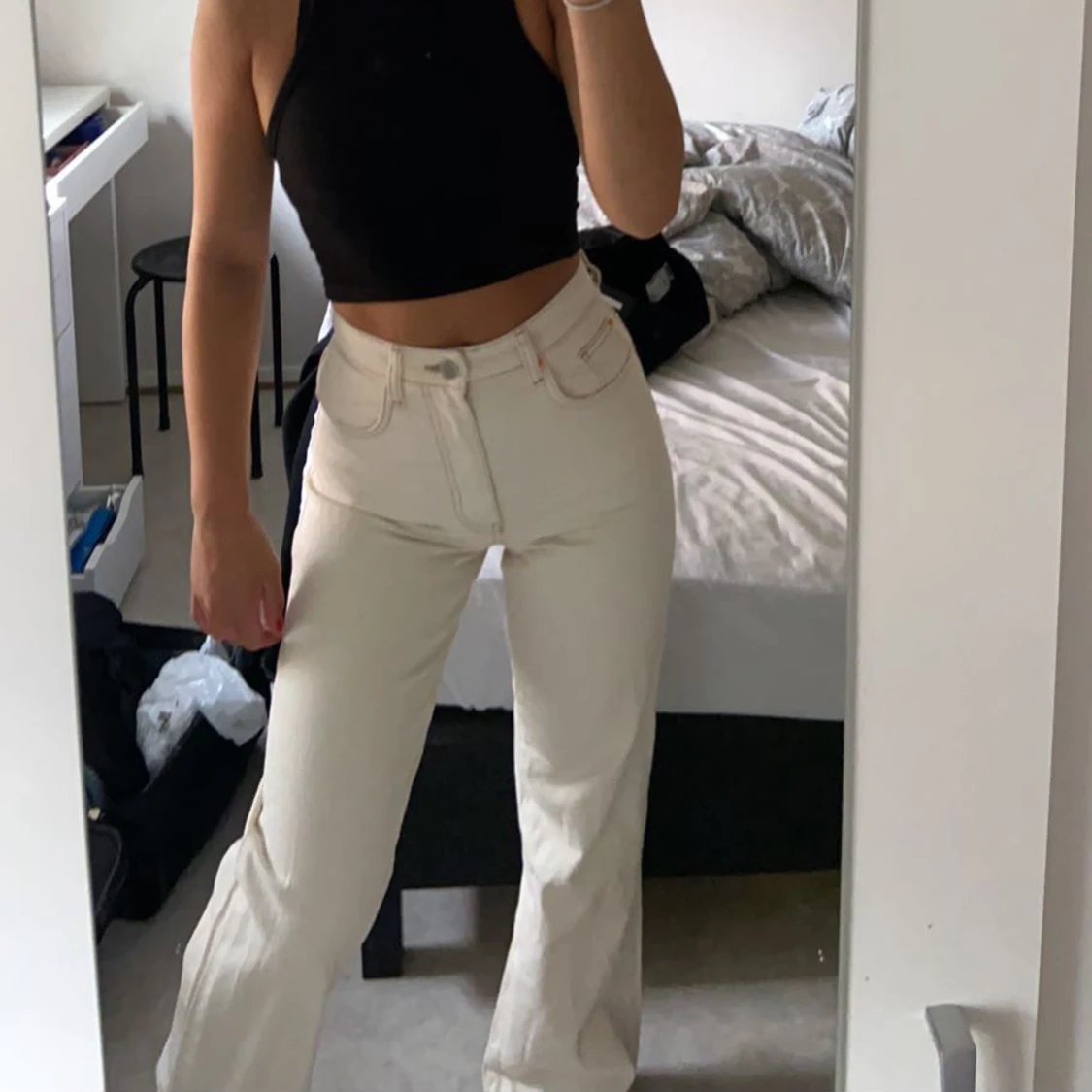 Beige/Vita jeans - 90