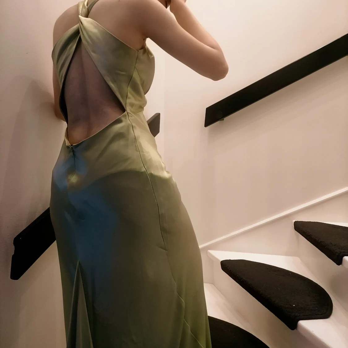Väldigt fin grön silk klänning!  - 91