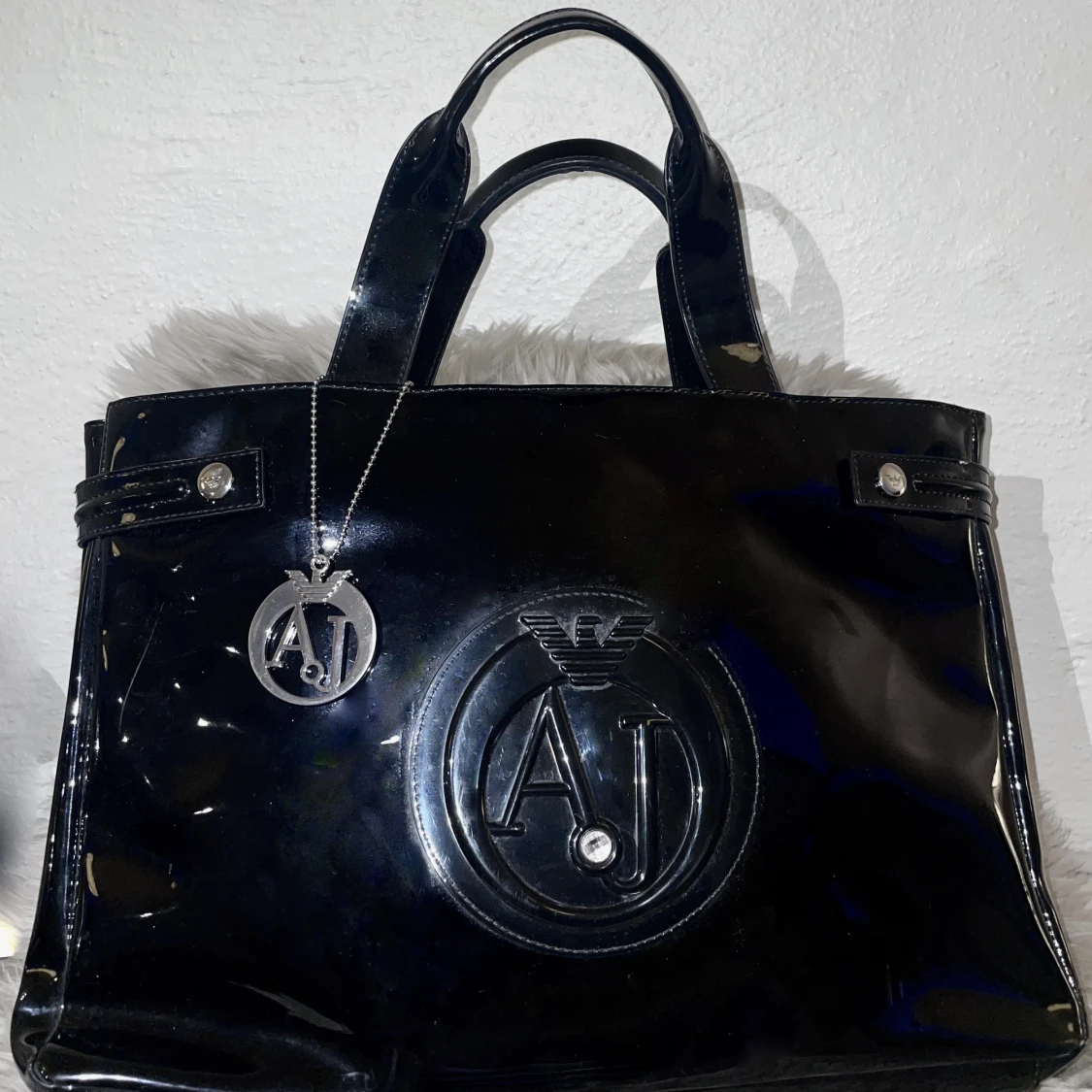 NEW PRICE Large Giorgio Armani Patent Bag Black - 90