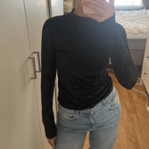 Långärmad festtopp i sammet.  - Svart långärmad topp i sammetsmaterial. Snygg både till vardags och fest. 