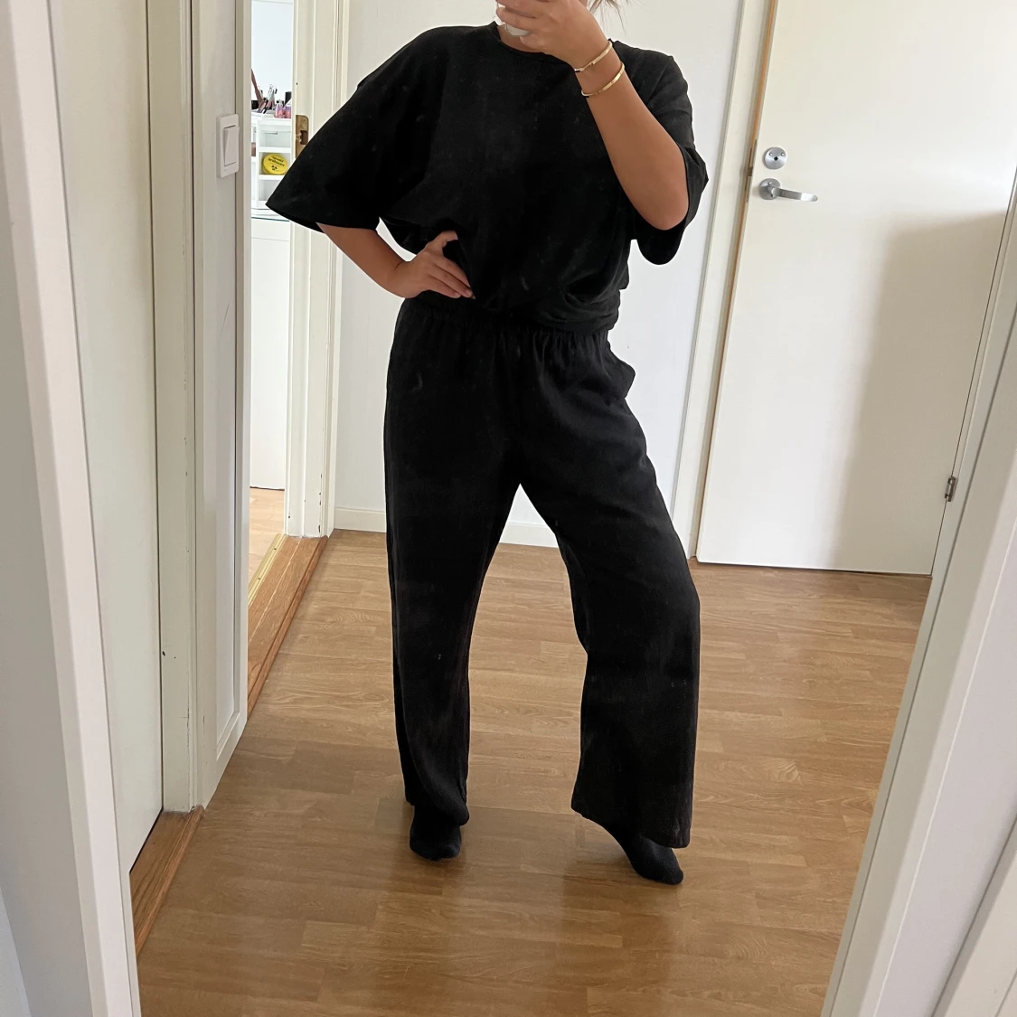 Svarta linnebyxor  - 90