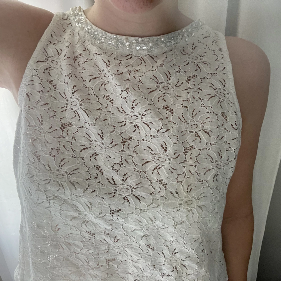 Vit Spets Topp strl S