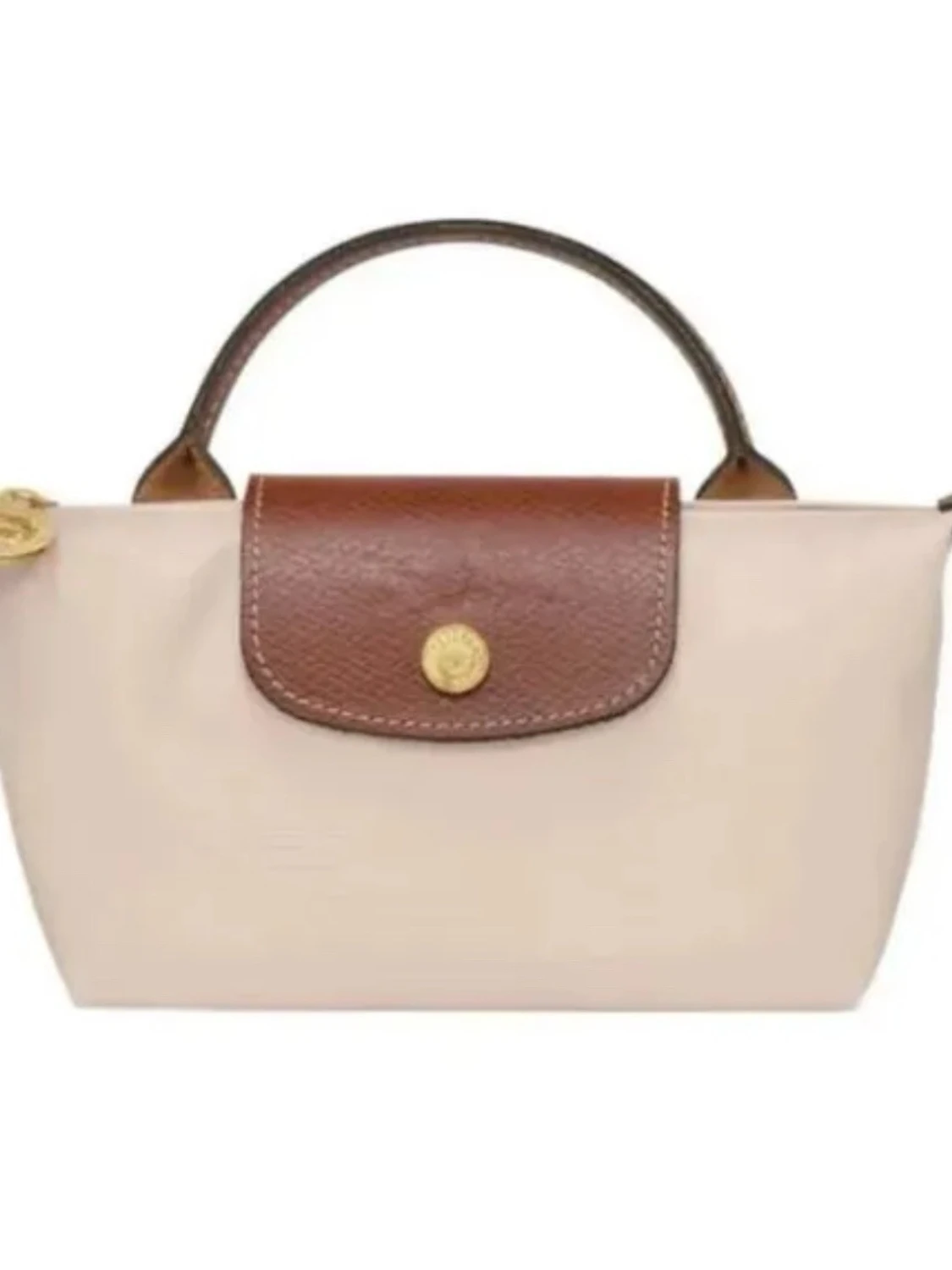 Beige handväska med brunt lock. Longchamp väska