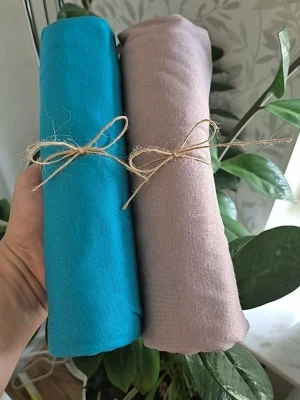 Bomull jersey hijab - Två tygstycken,turkos och lila bomull premiumjerseyhijab.  