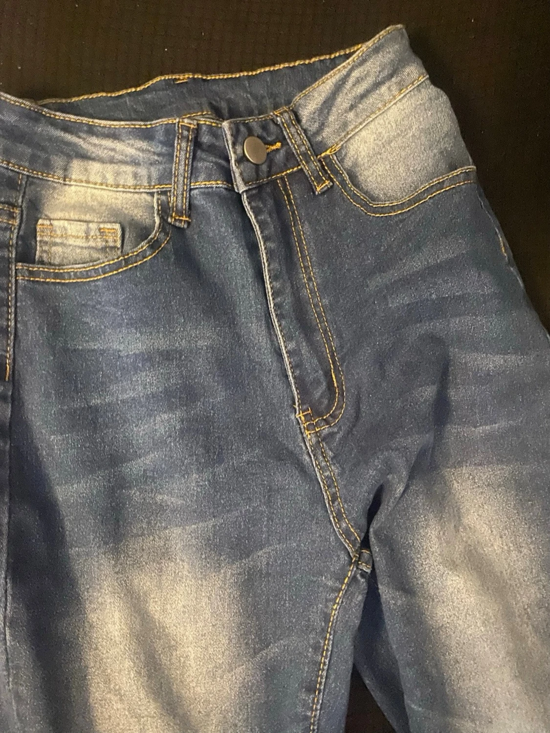 Blå bootcut jeans med slitningar - 1