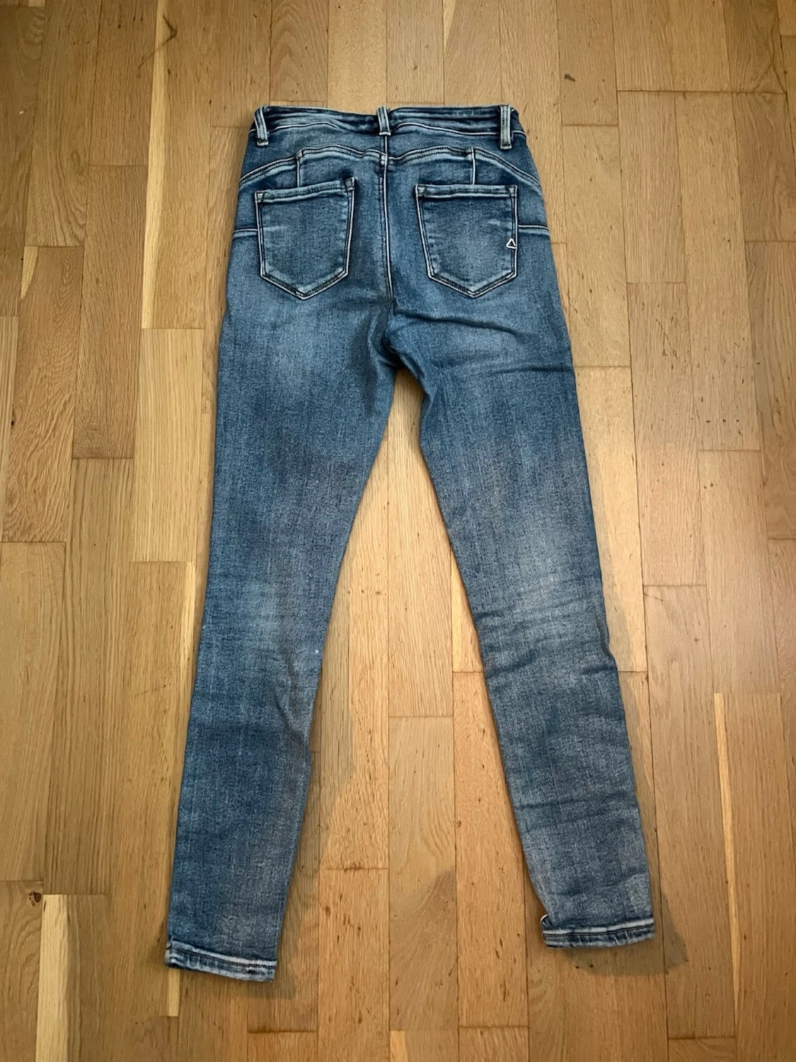 Blå high waist skinny jeans - 3