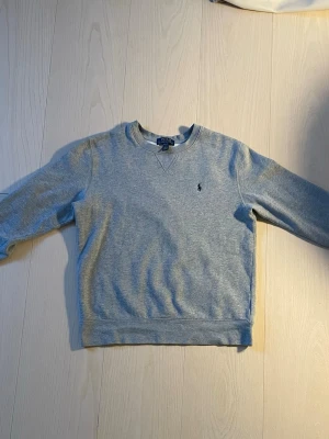 Grå sweatshirt från Polo Ralph Lauren - Klassisk grå sweatshirt från Polo Ralph Lauren med rund halsringning och broderad logga på bröstet. Tröjan har långa ärmar, ribbade muddar och är tillverkad i mjukt bomullsmaterial. Perfekt för en avslappnad och stilren look.
