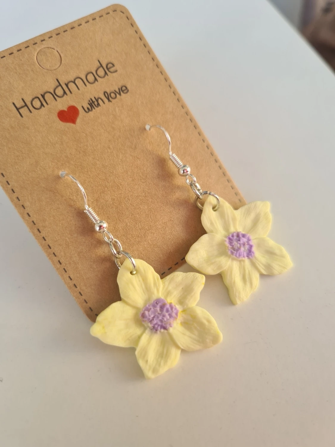 Handgjorda gula blomörhängen - 1