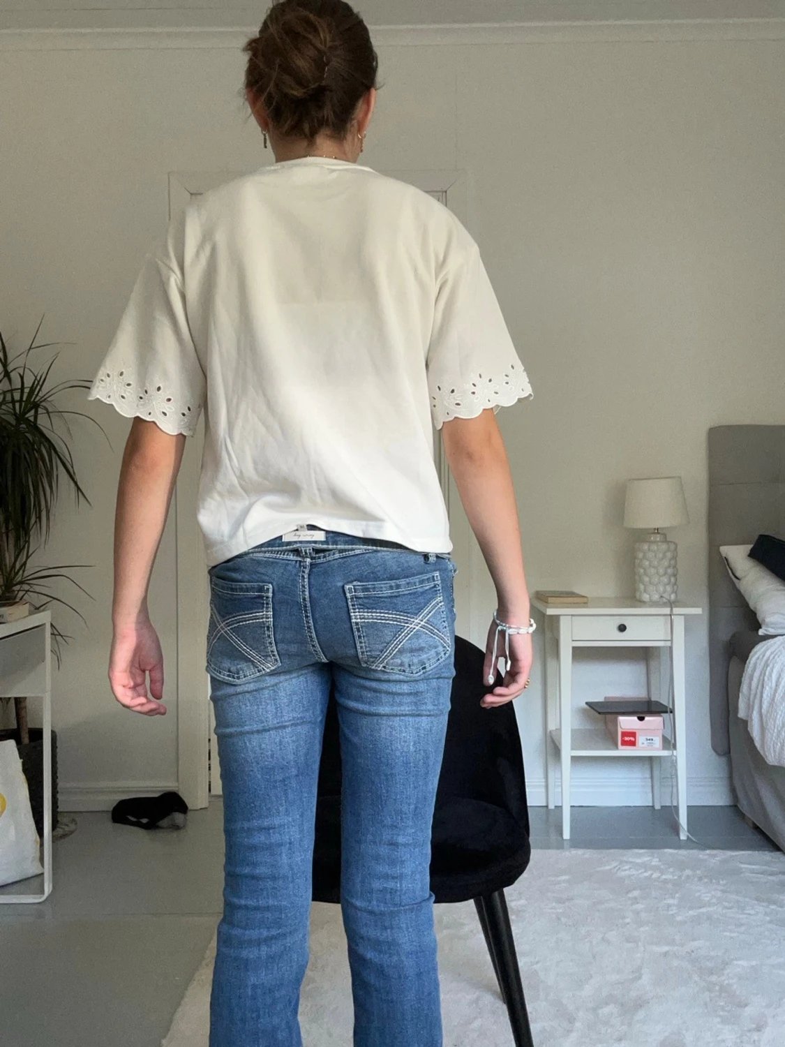 Blåa bootcut jeans - 4