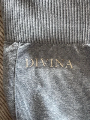 Ljusblå sömlösa träningsbyxor från Divina - Säljer mina ljusblå leggings från Divina som är i väldigt bra skick. Dom har ribbad midja och sömlös design i ett stretchigt material som sitter skönt. Dom passar i längden om man är runt 165cm lång. Nypris 450kr