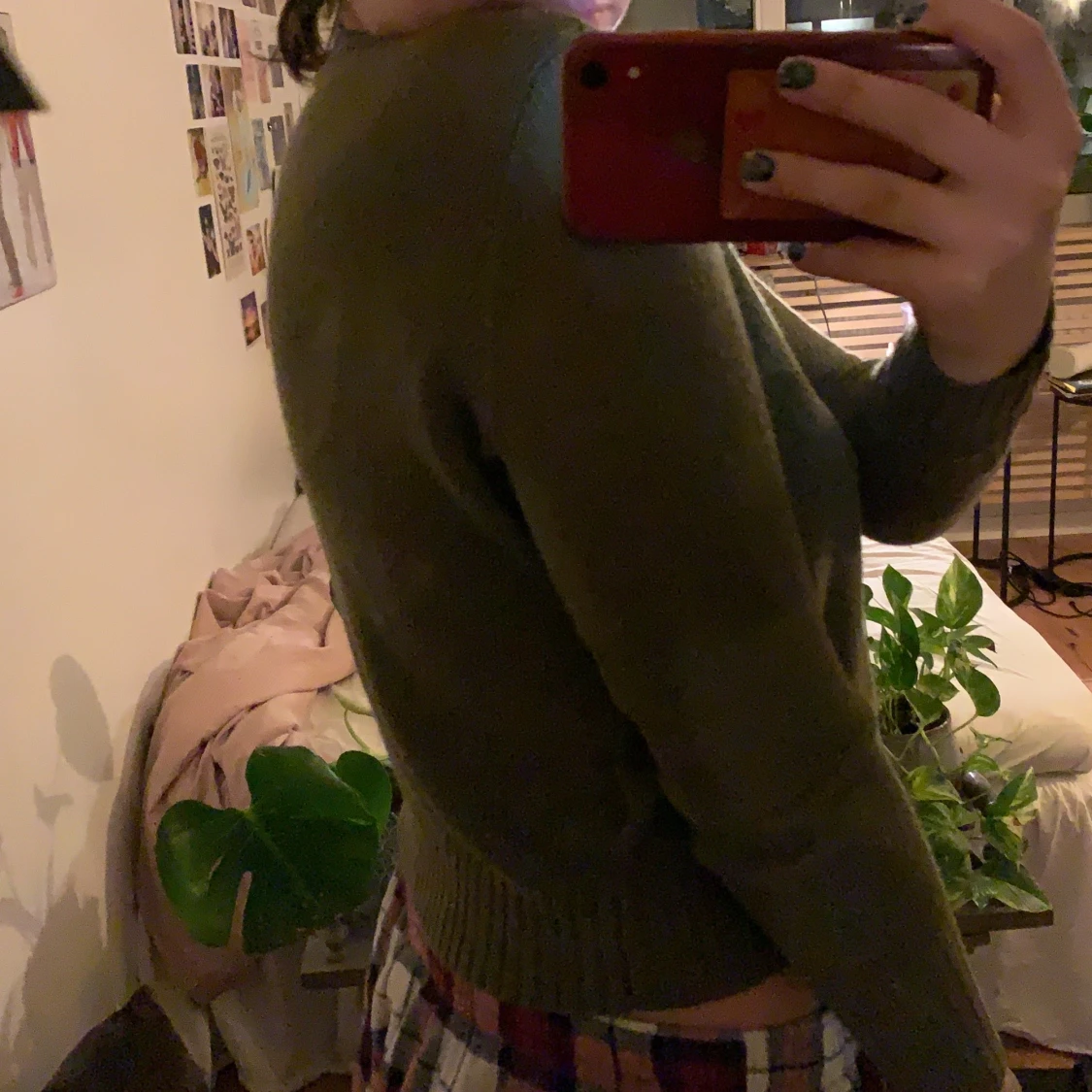 grön stickad tröja  - 90