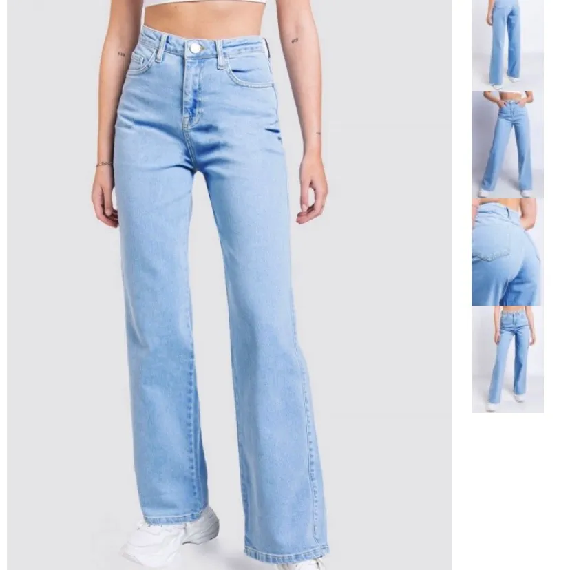 Jättefina ljusblåa jeans från Madlady, storlek 32.  Aldrig använda! Jag är ca 160 cm lång💙 250 + frakt. Jeans & Byxor.