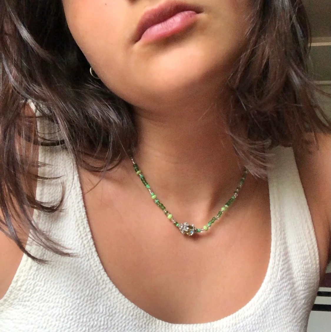 Grönt pärlhalsband - 90