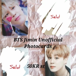 BTS Jimin Unofficial Photocards - Unofficial Photocards på Jimin från BTS. Kontakta mig när du har bestämt dig för vilken du vill köpa. Fri  frakt bara 50 KR st !!! Två av dom är utsolda!!