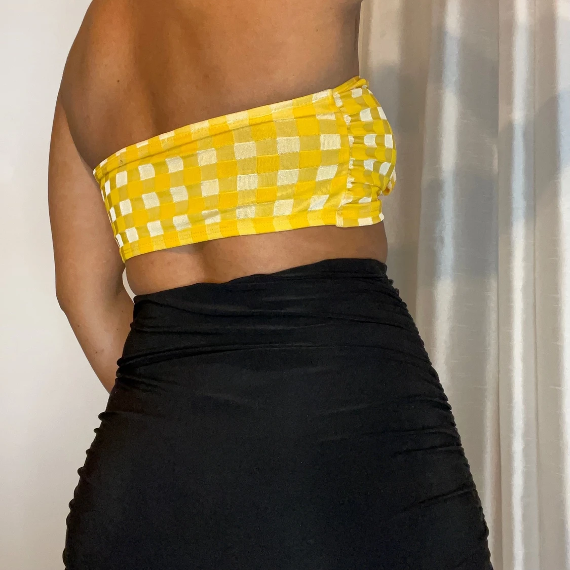 Rutig gul topp (S), 50 SEK  - 90