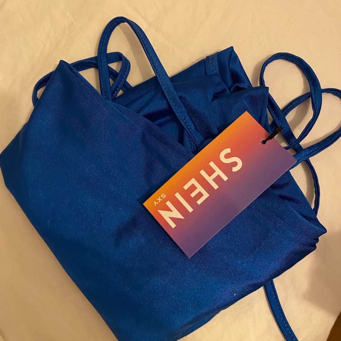 Blå långklänning med slits - 91