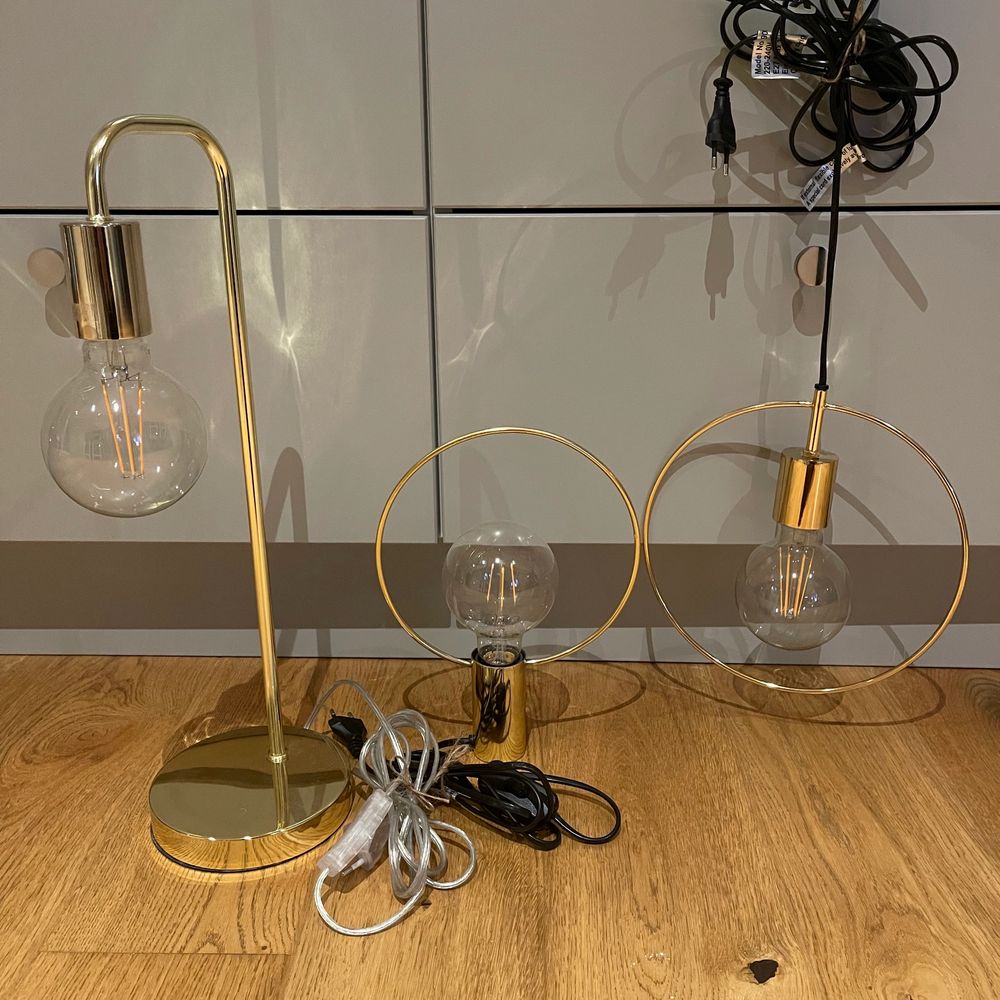 Kit med 3st guldiga lampor från MIO | Plick Second Hand