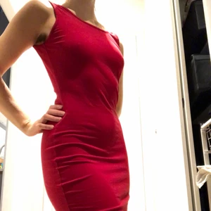 Röd kortklänning - En väldigt enkel, väldigt röd kortklänning som format sig väl efter kroppen. Jag har fått mindre användning för den än vad jag hade önskat, tyvärr. Katt finns i hemmet!