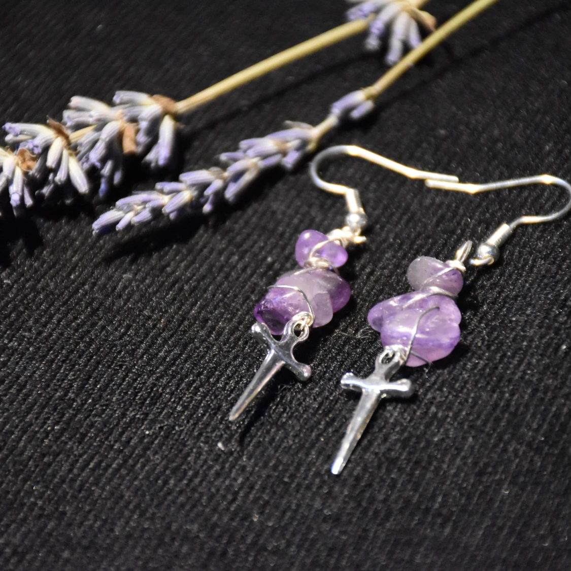 Örhänge dolk ametist