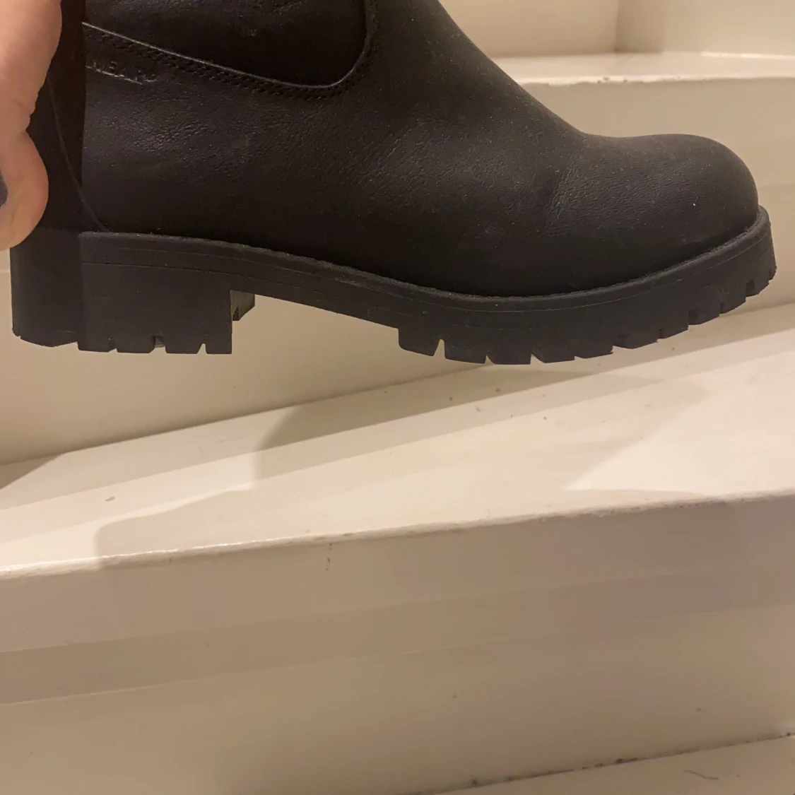 Höga lågklackade stövlar, svart , - 90