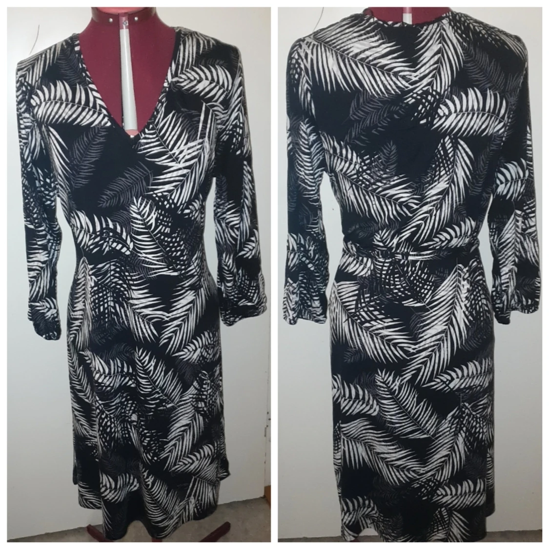 NY svart klänning med fjäder motiv - 90