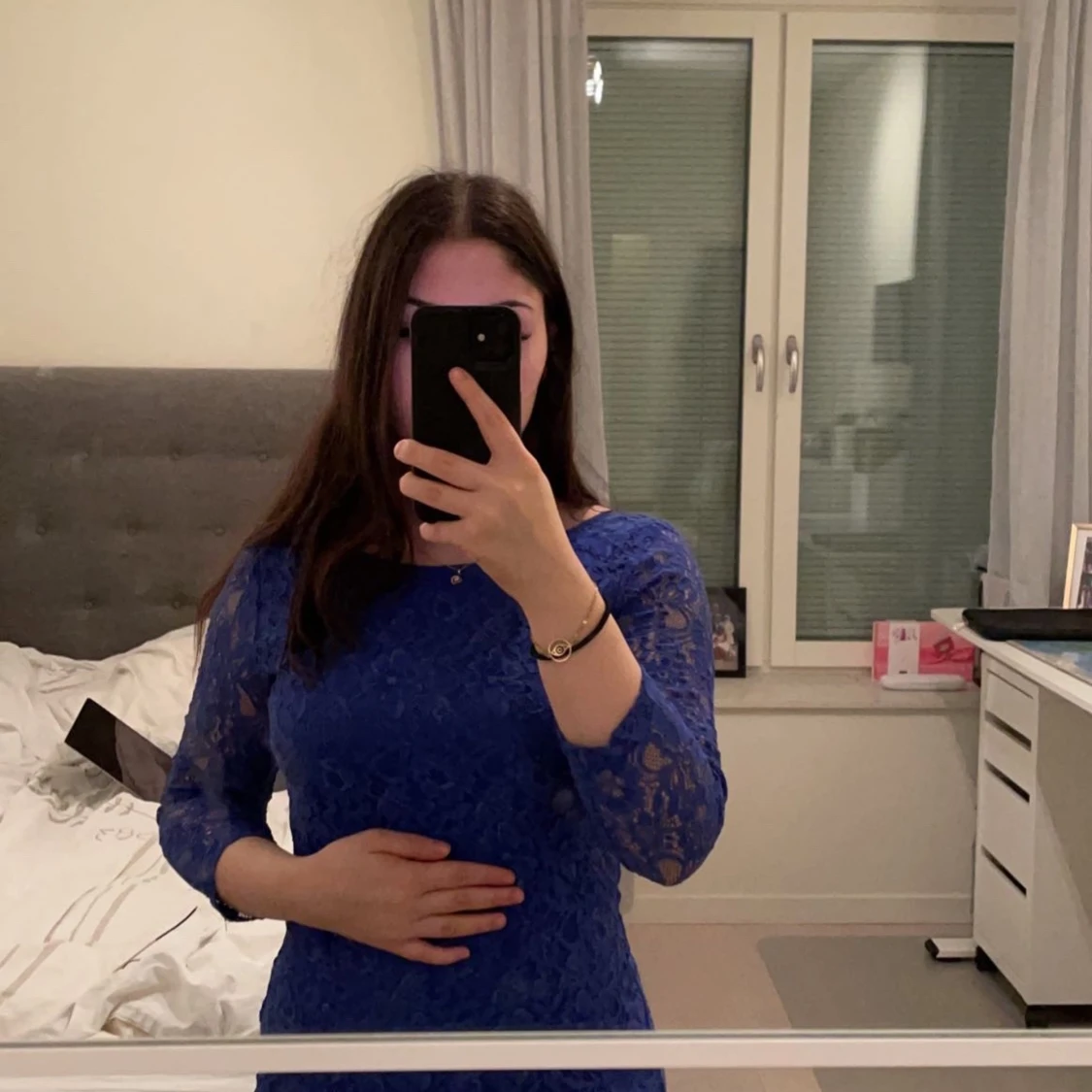 Blå festklänning strl 36