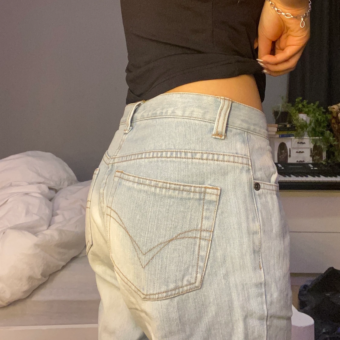 Blå lowrise wide leg jeans - 90