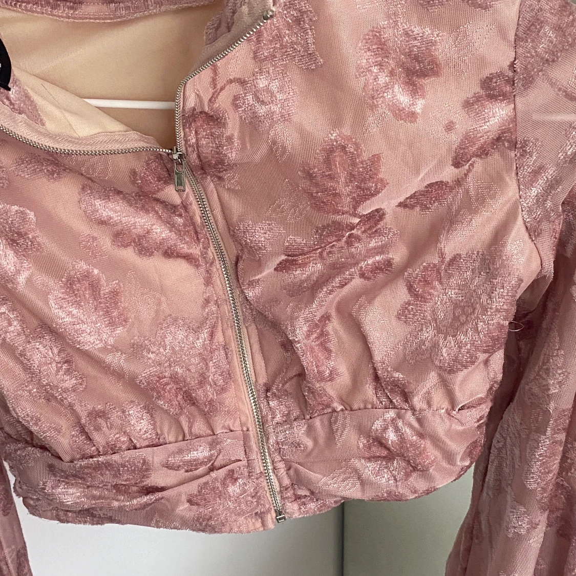 Velvet blommig crop top - 90