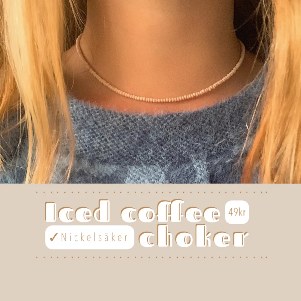—Iced coffee choker— Reglerbar choker i dova färger🤎   Pärlad på en wire i metall för hållbarhetens skull✨  Färgnummer syns på bild nr 2. Accessoarer.